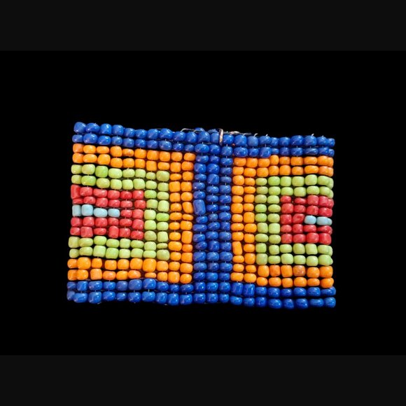 RJ Graziano Beaded Multicolor Square Bead Pattern Stretch Bracelet 7" OSFM - Picture 8 of 8